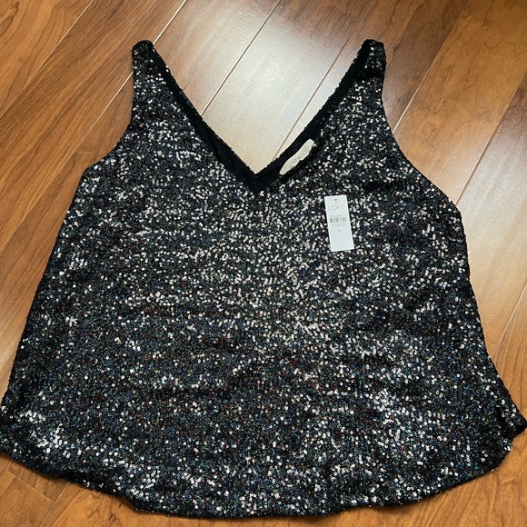 NWT Loft women's XL Black sequin tank - Picture 7 of 7